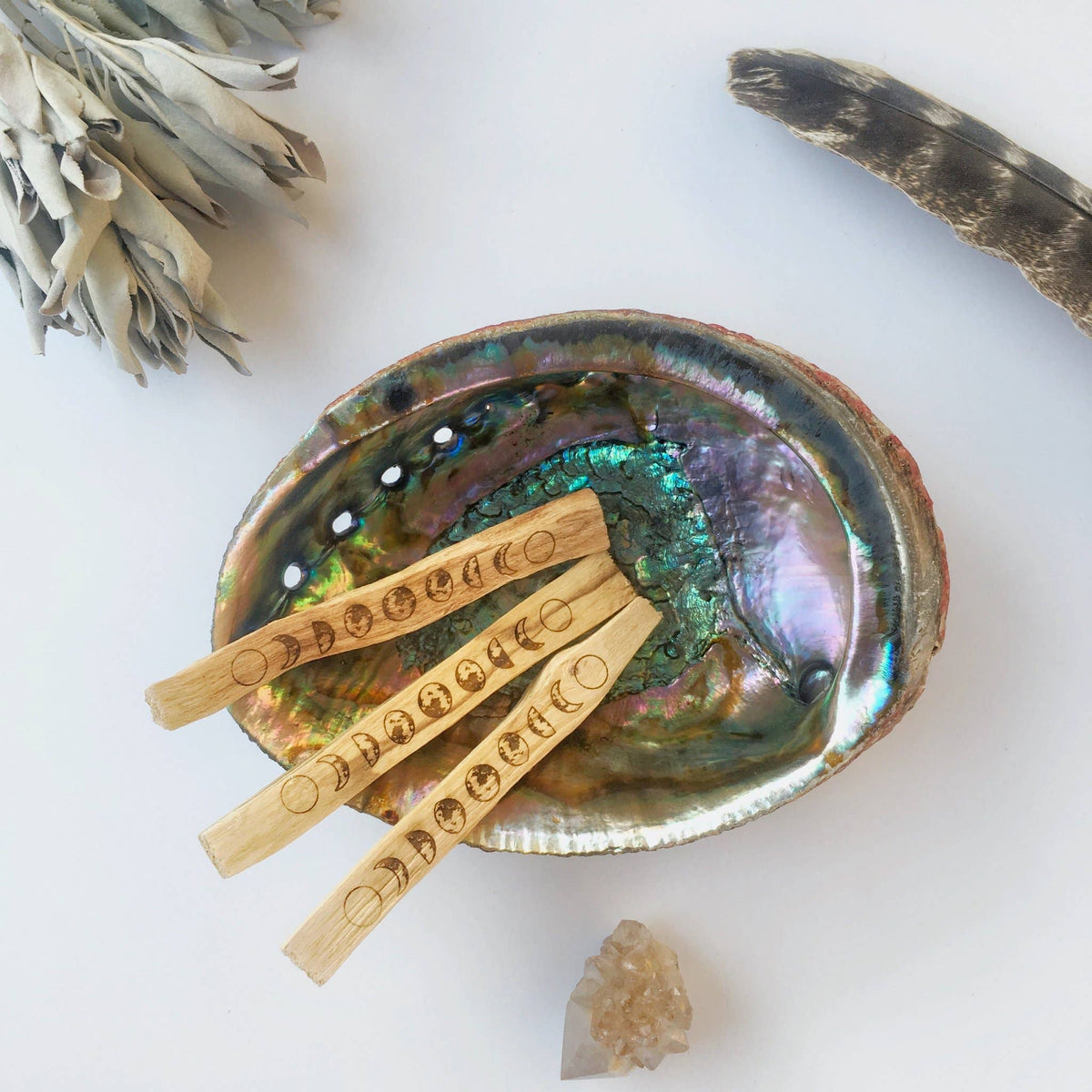 Etched Palo Santo "Moon Phase"