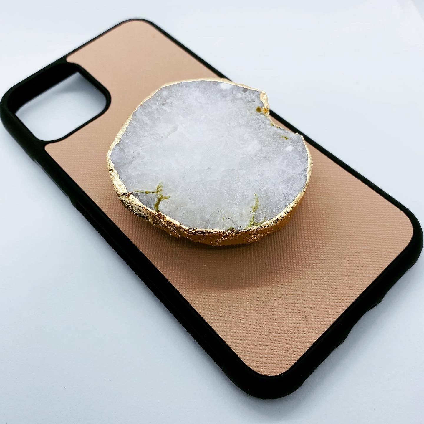 White Druzy Crystal Phone Holder
