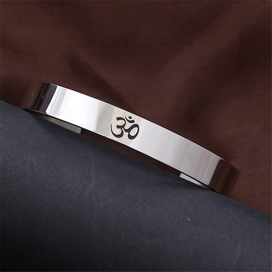 Stainless Steel OM Ohm Yoga  Cuff Bangle Bracelet
